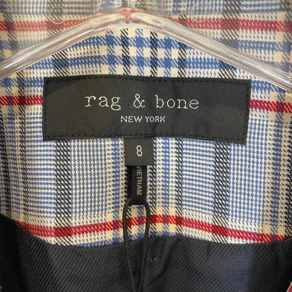 Rag & Bone Elise Wool Check Blazer Jacket Gray Blue Red White Plaid NWT 8 - Picture 3 of 8